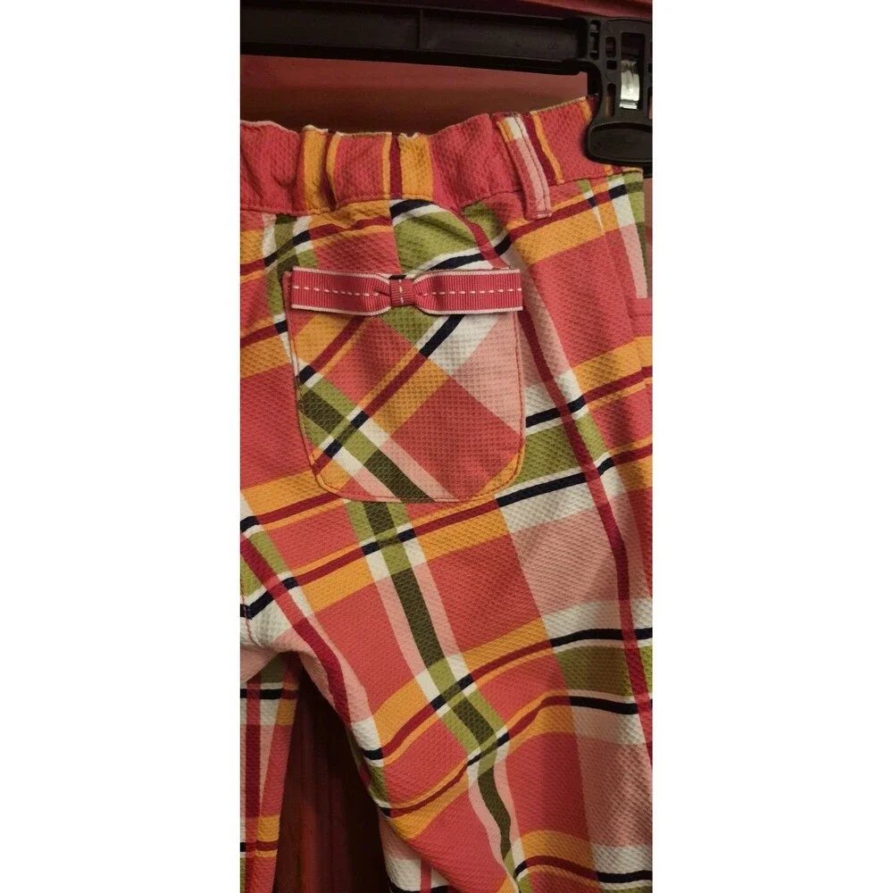 Gymboree Girls 8 Multicolored Spring Plaid Pants  100% Cotton Pink Green READ
